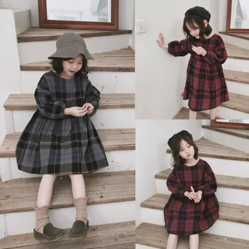 2 3 4 5 6 Y Baby Girls Dress Kids Dresses for Girls Fashion Plaid Toddler Dresses Child Clothes Long Sleeves Dress New Arrival