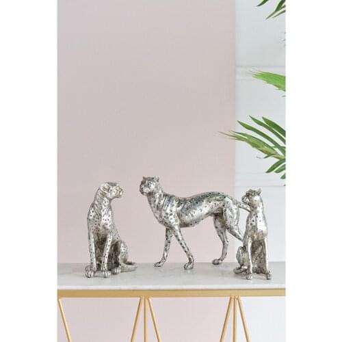 Powkhome European Vintage Panther Statue Animal Figurine Leopard Jaguar Sculpture Home Living Room Office Decoration Gift