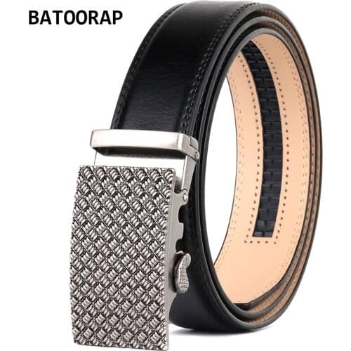 BATOORAP Luxury Leather Belt For Men Click Buckle Automatic Fashion Jeans Waist Dress Strap Designer Belts Black 35MM BA-R012