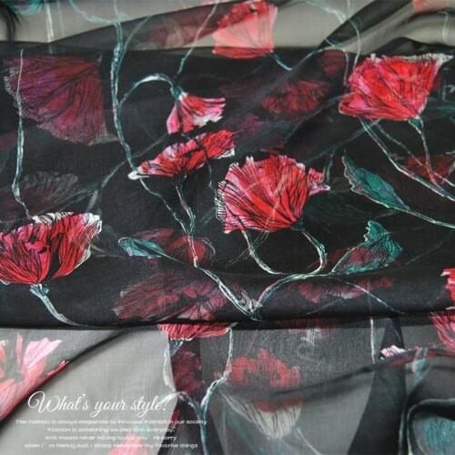 LEO&LIN Black Antoinette Spends Large Wide Real Silk Chiffon Light through Dress Shirt Lining Cloth DIY Sewing Tissue