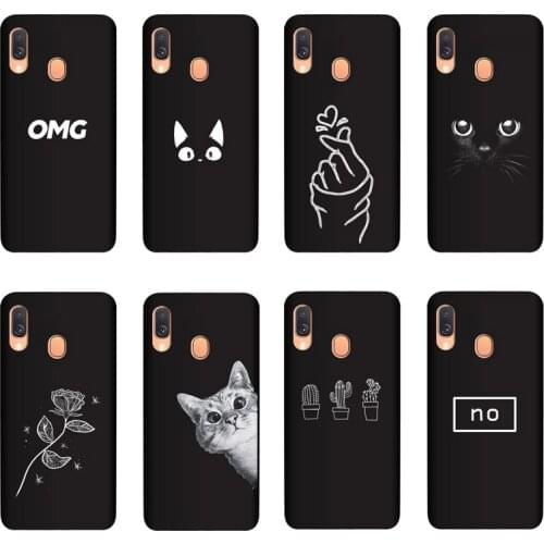 QAQsam Silicone Cover For Samsung Galaxy A40 Case Painting Flower Cat Moon Matte Phone Cases Funda