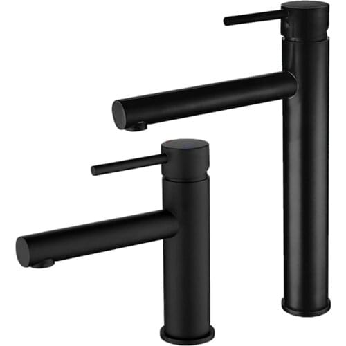 Bathroom Basin Faucet Brass Hot And Cold Water Mixer Taps Deck Mounted Tall & Short Style Black& Brushed Gold