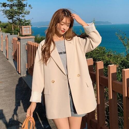 Solid Blazers Women Loose All-match Outwear Spring Autumn Casual Tops Long Sleeve Elegant Ladies Office Clothing Korean Designer