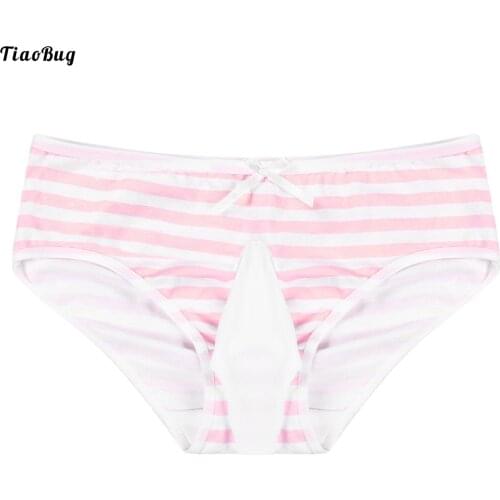 TiaoBug Men Low Waist See-Through Bulge Pouch Striped Briefs Lingerie Bowknot Elastic Waistband Underpants Underwear Panties