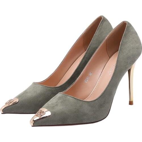 Womens single shoes new spring autumn shoes high heels stiletto French girl suede pointed toe single shoes women heels women