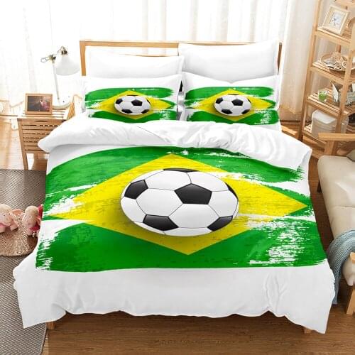 Dekbedovertrek 210x210 Print Football Teenagers Duvetcover&2pcs Pillowcase Single Double Size Super Comfortable Bedding Set