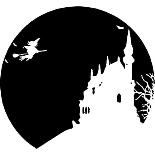 Happy Witch Castle Fun Decals High Quality Car Window Decoration Personality Pvc Waterproof Decals Black/white, 17cm*15cm