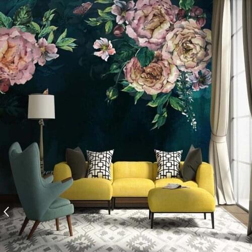 Vintage Peony Floral Murals Photo Wallpaper Rolls for Living Room Home Wall Decor Customize Landscape Flower Oil Painting Mural