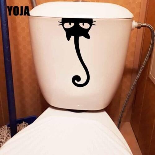 YOJA 12.6X23.3CM Creative Home Toilet Decal Cat Wall Stickers Home Art Decoration T5-0220