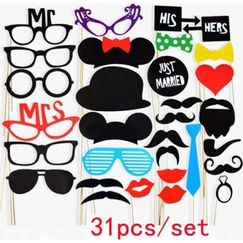 Fun Wedding Decoration Photo Booth Props DIY Mr Mrs Mask Glasses Photobooth Props Photo Accessories Wedding Event Party Decor