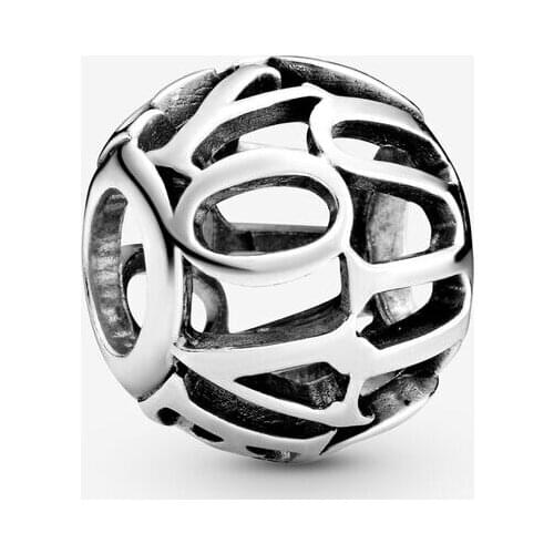 Women Metal Beads for Jewelry Making Fits Pandora Bracelet 925 Sterling Silver Openwork I Love You Script Charms Berloques 2020