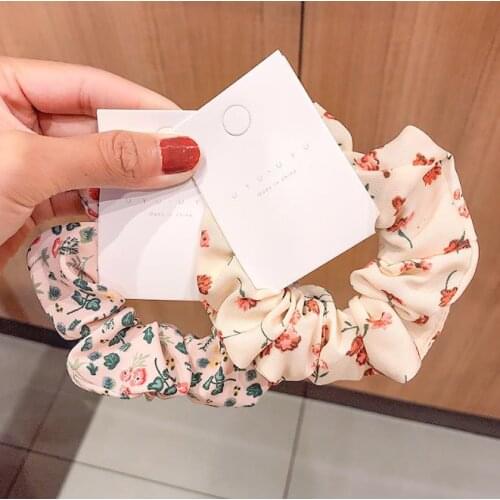 1set Women Girls Fresh Sense Of Fabric Floral Hair Ring Sweet Hair Rope Tie Headdress Hair Accessories
