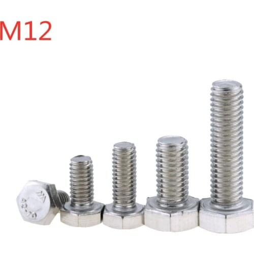 1PCS M12*20-80 40 50 60 A2-70 304 Stainless Steel Metric Thread DIN933 External Outside Hex Hexagon Head Cap Screw Bolt M12x20