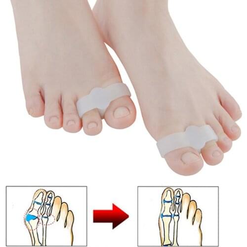 2pcs Foot Fingers Protector Corrector Pedicure Silicone Gel Big Toe Two Hole Thumb Valgus Toe Separator Foot Care Tool