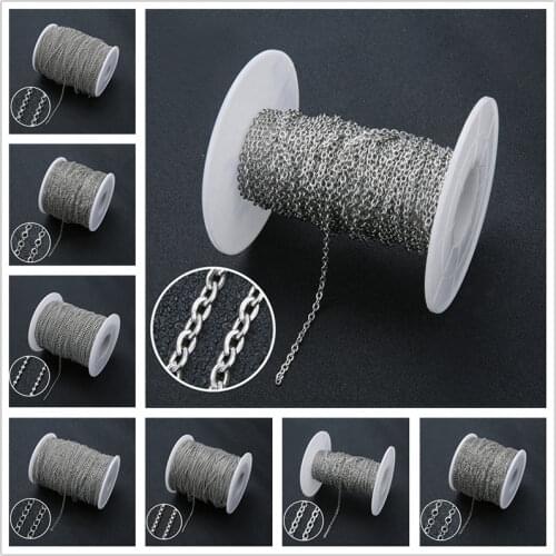 5meter High Quality Stainless Steel Rolo Link Ball Bead Extenders Extension Chains Bulk Lot For Necklace Diy Jewelry Components