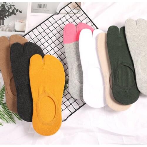 5 Pairs Women Two Toe Socks Male And Female 2 Finger Socks Short Tube Summer Cotton Boat Socks