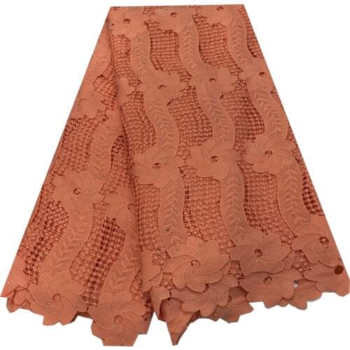 Latest 5 Yards Rhinestone Khaki African Cord Lace Fabric Nigerian Wedding Evening Dress Guipure Cotton Cupion Purple KRL-1202