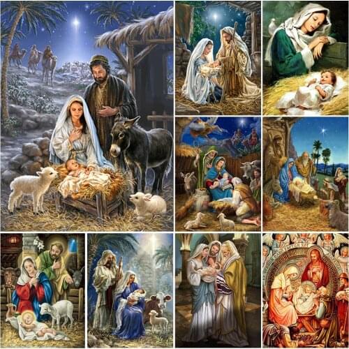 5D DIY Diamond Painting Religious Mother and Child Full Square Diamond Embroidery Cross Stitch Art Square Mosaic Home Decor Gift