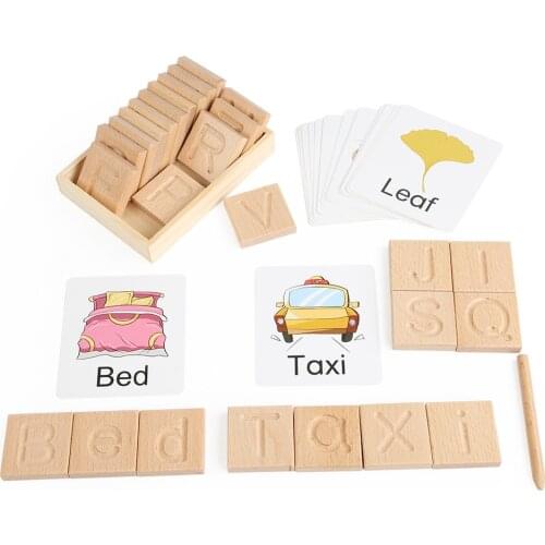 Alphabet Groove Board with Cards Montessori Baby Educational Wooden Toys Kids Writing Practice Learning Letter Toys for Children