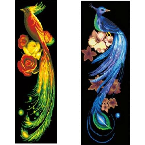 New Diy Diamond Embroidery Golden Phoenix Blue Phoenix Vertical Version Painting Porch Square diamond Full Drill Mosaic Painting