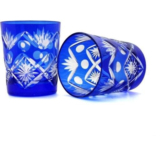 Bohemian Czech Handmade High Quality Hand Cut To Clear Crystal Drinkware Whiskey Wine Beer Glass 2 Pieces