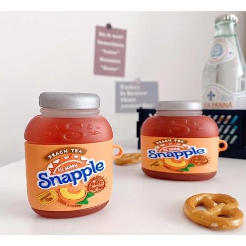 Cute 3D Drink Peach juice bottle case For Apple AirPods 2 charging shell earphone protection cover box for airpods pro 3 funda