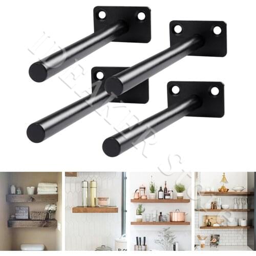 Black White Metal Floating Bracket Heavy Duty Hidden Shelf Support Brackets Wall Mounted Multifunctional Home Hardware
