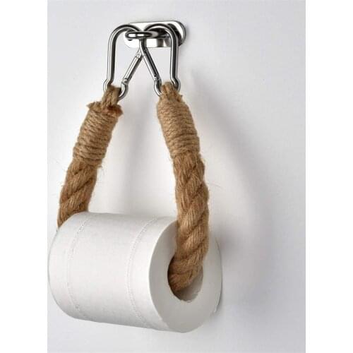 Free Toilet Paper Holder For Hanging Old Bathroom Decoration Supplies Towels Hotel Hemp Rope Toilet Paper Holder
