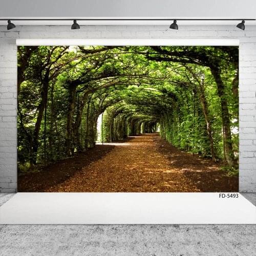 Road Green Leaves Trees Photo Backgrounds Vinyl Cloth Backdrop for Children Baby Portrait Scenic Photocall Photography Props