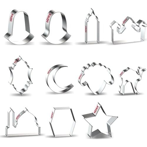 ZADE Ramadan Eid Cookie Cutter for Fondant Moon Star Mosque Mubarak Eid Cookie Cutter - Stainless Steel