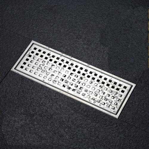 Quality assurance 304 solid stainless steel 300 x 110mm square anti-odor floor drain Large flow bathroom shower floor drain