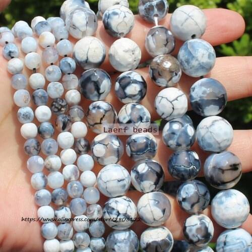 Fctory Price Faceted White Crackle Fire Agates 4-14mm Round Beads 14inch ,Wholesale For Jewelry Making