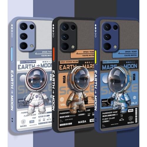 Space Astronaut Matte Translucent Phone Case For OPPO Reno 5 Pro A32 A53 Find X3 Lite Realme V5 K7X Q2 Silicone Hard Cover Coque