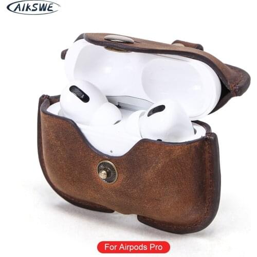 AIKSWE Dermis Leather Case For Airpods Pro Earphone Strap Cover Wireless Bluetooth Headphone Earphone Protector AirPods 3 Case