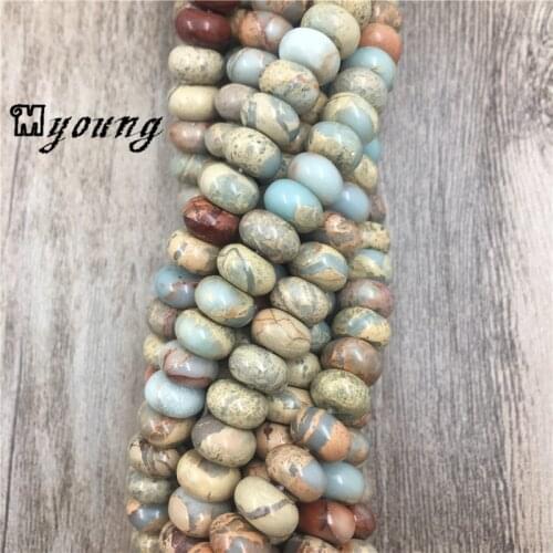 Round Rondelle Snakeskin Gem Stone Beads,Natural Sediment Jaspers Drilled Loose Beads For DIY Jewelry MY0487
