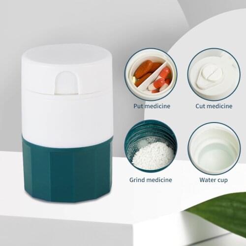 HOLAROOM Multifunction Portable 4 Layer Powder Tablet Grinder Powder Pill Cutter Medicine Splitter Box Storage Pill Crusher