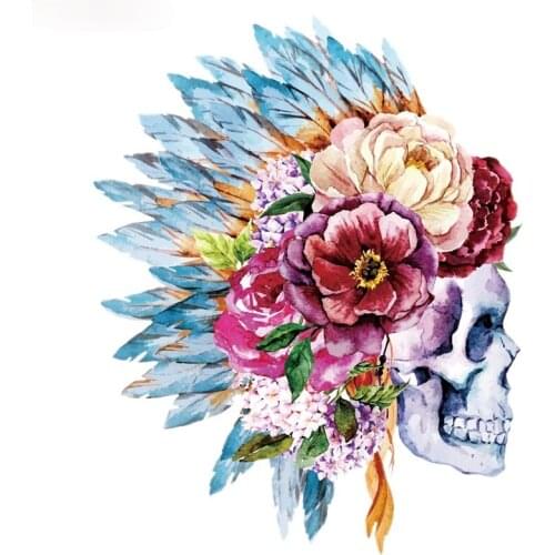 Fashion PVC Cool Colorful Flower Skull Sticker Decal for Luggage Motorcycle Laptop Phone Pad Bicycle Sunscreen Waterproof