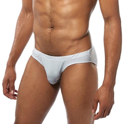 Mens Low-waist Cotton Sexy Lace Mesh Mans Underwear Highstretch Comfortable Solid Color Briefs Breathable Bikini Gay Underwear