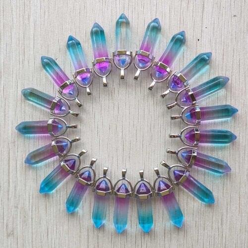 New Fashion glass 2 colors pillar Point charm pendants for jewelry making 24pcs/lot Wholesale free shipping