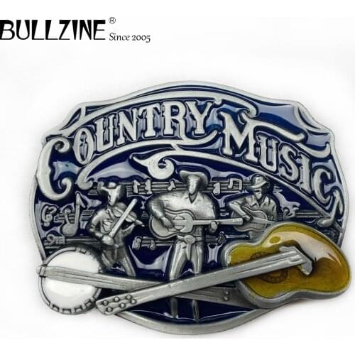 Bullzine wholesale zinc alloy Country music belt buckle pewter finish FP-03293 LUXURIOUS cowboy jeans gift belt buckle