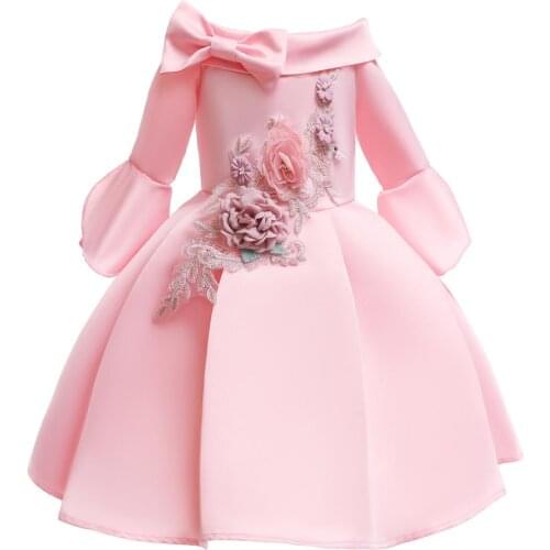 Flower Girls Dress Princess Girl Middle Sleeve Dress Autumn Winter Girls Tutu Dress Halloween Birthday Party Wedding Dress