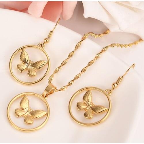 PNG Frame Butterfly Pendant Necklaces Jewelry for Women,Papua New Guinea 18 K Solid G/F Gold Jewellery National Itmes