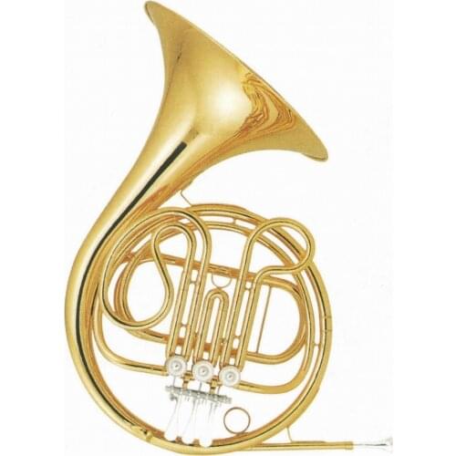 Popular grade gold lacquer Tone F 3-key Single French Horn