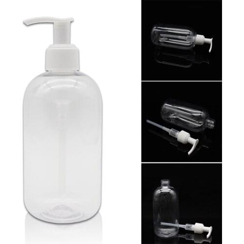 Clear Plastic Thickened Bottles with Pumps Dispensers Refillable Liquid Soap Transparent Round Bottles JW