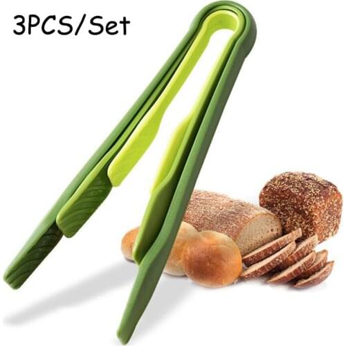 3PCS/Set BBQ Tongs Plastic Food Clip Anti-slip Salad Buffet Clamp Cake Bread Serving Clamps Kitchen Tools