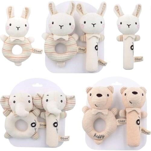 Cute Baby Rattle Toys Rabbit Plush Baby Cartoon Bed christmas Toys for Newborn 0-24 Months Educational Toy Rabbit Bear Handbells