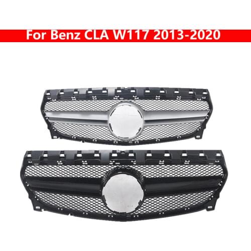 For Mercedes-Benz CLA W117 2013-2020 Car Styling Middle Grille Silver Black Front Bumper to AMG CLA 45 Auto Center Grill