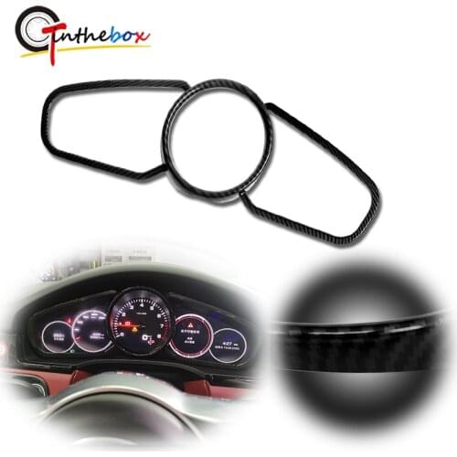 Gtinthebox Black Carbon Fiber Style Dashboard Instrument Panel Decoration Stickers For Porsche Cayenne Panamera Car Accessories