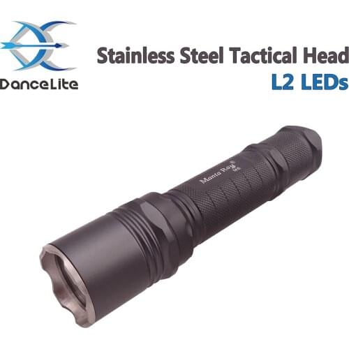 Stainless Steel Tactical Head M6 1200LM XML2 L2 LED Flashlight Waterproof Outdoor Camping Portable Lamp