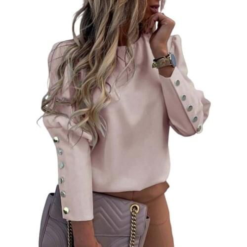 Tops And Blouses Women 2021 Summer Long Sleeve Metal Buckle O-neck Vintage Print Female Elegant Temperament Plus Size Blouse